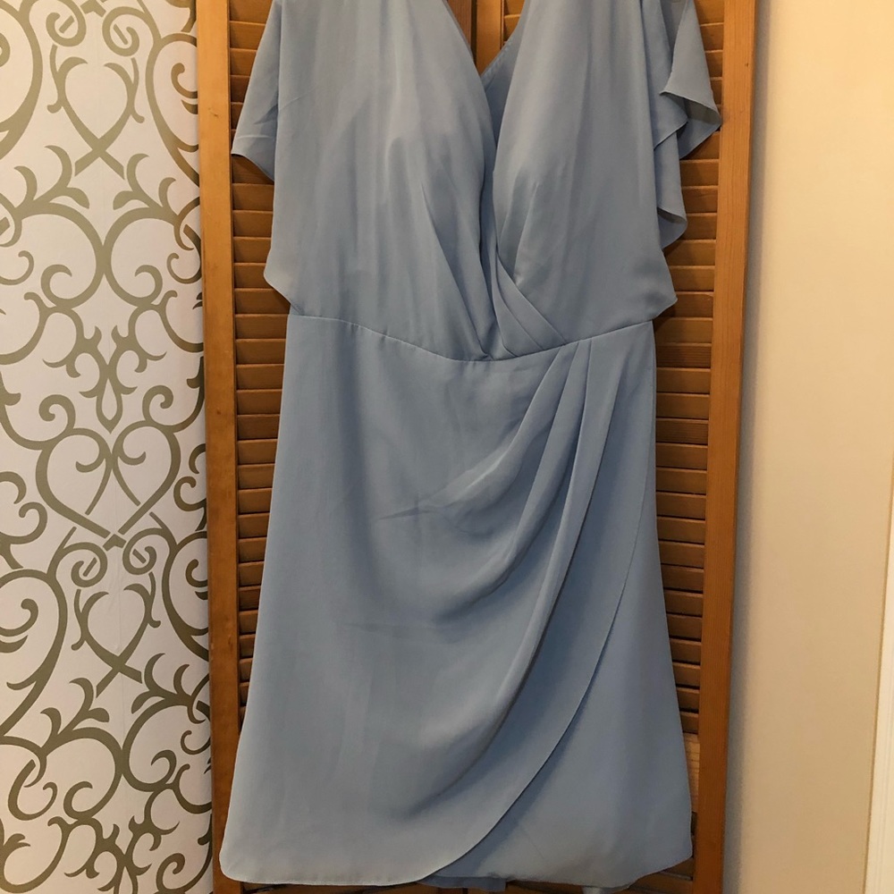 Beautiful Dusty Blue JJs House Flutter Sleeve Cocktail Dress